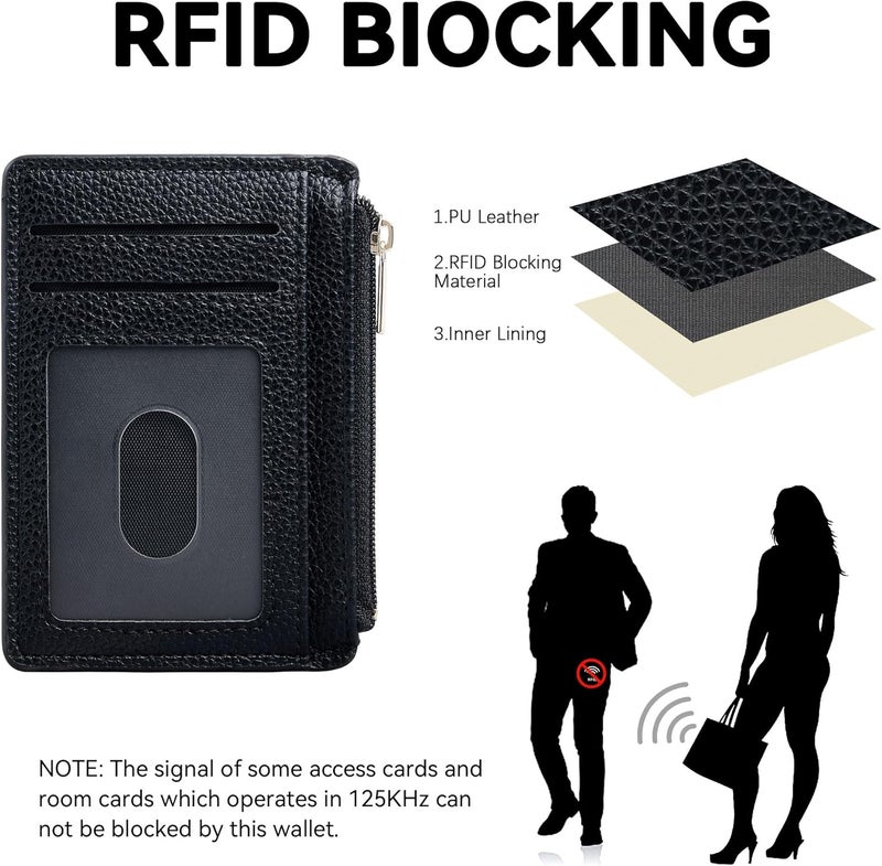 Tipmile Credit Card Holder for Women Slim Minimalist Front Pocket RFID Blocking Wallet Small Compact Card Case with ID Window, Classic Black - Image 2